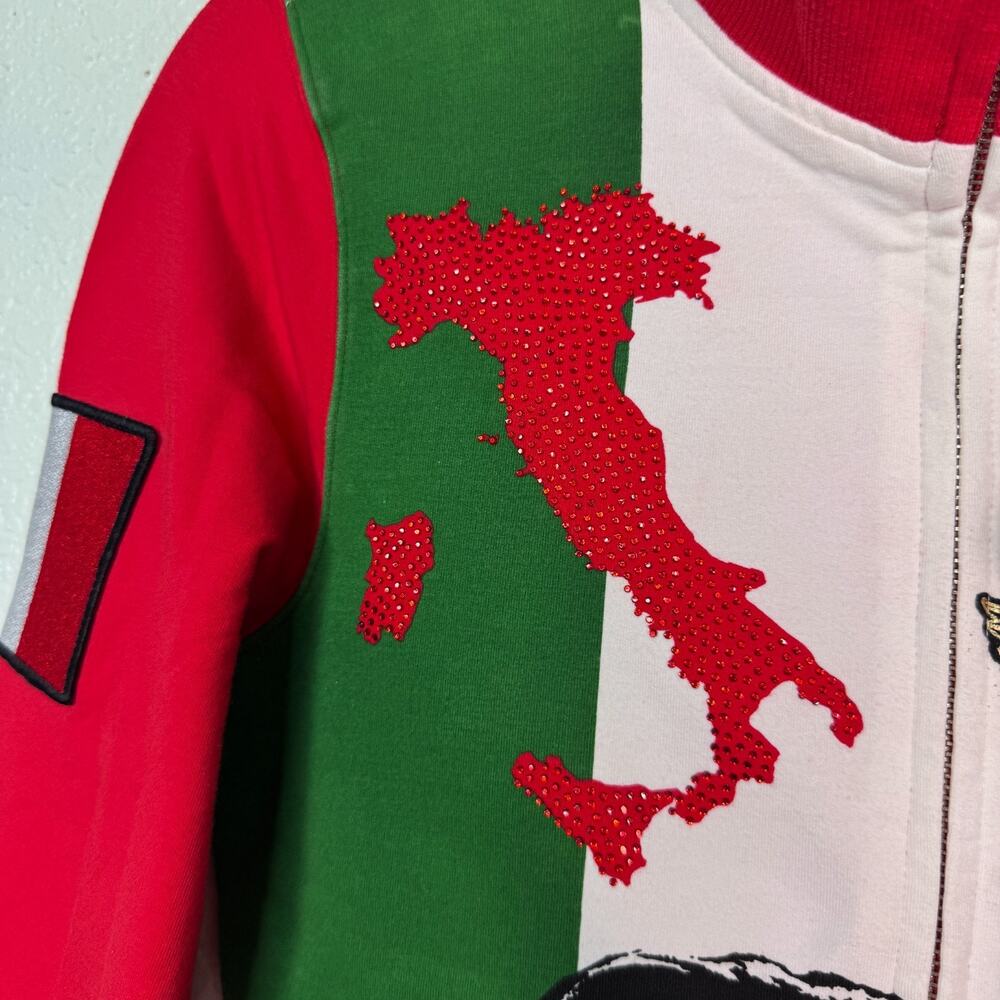 Christian Audigier Y2K Track Jacket Womens Small Italy Flag Crystal Rock NEW - Picture 8 of 16